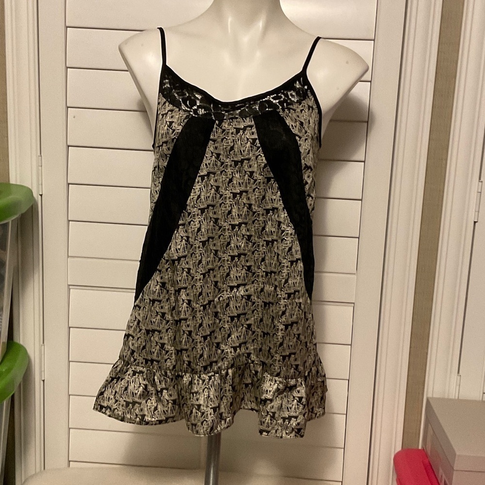 Allen B. By Allen Schwartz Black and Cream Chemise